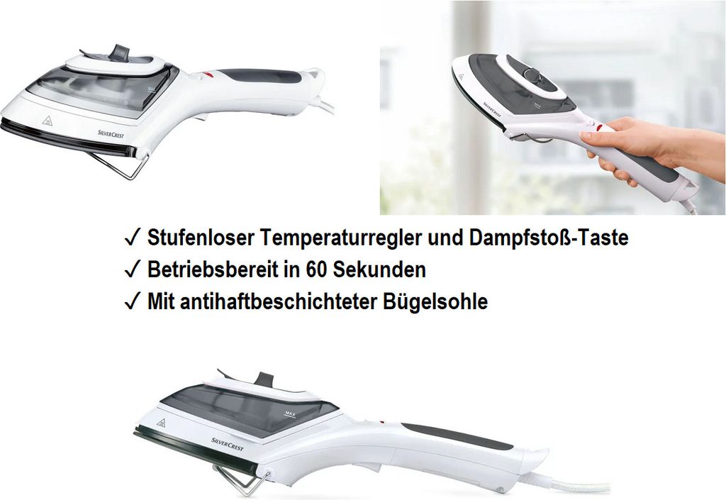 Silvercrest Dampfbürste SDRB 1000 B1 grau Dampfbügler Produktbild 3