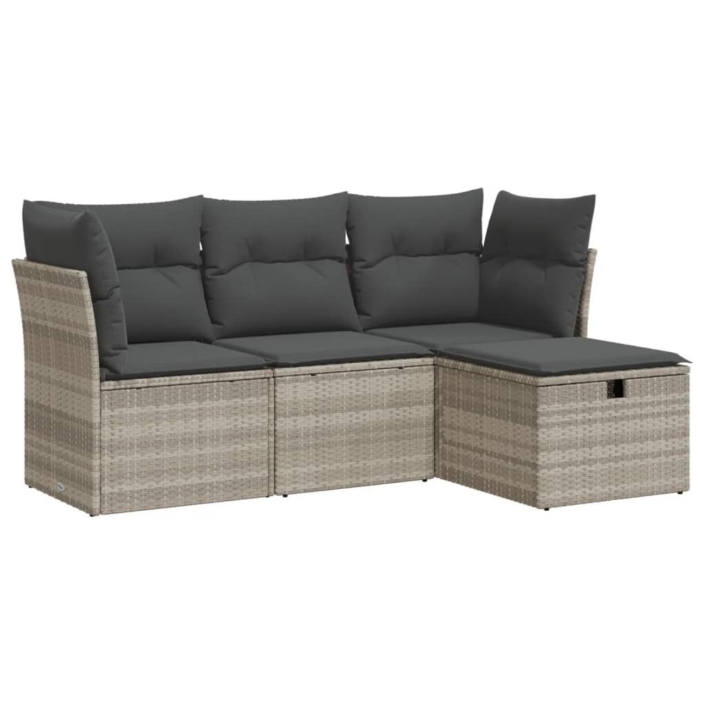 "2026 MODERNE" 4-tlg. Garten-Lounge-Set - elegantes Design - Sitzgruppe/Gartengarnitur - mit Kissen Hellgrau Poly Rattan - Terassenmöbel NeuMöbel...