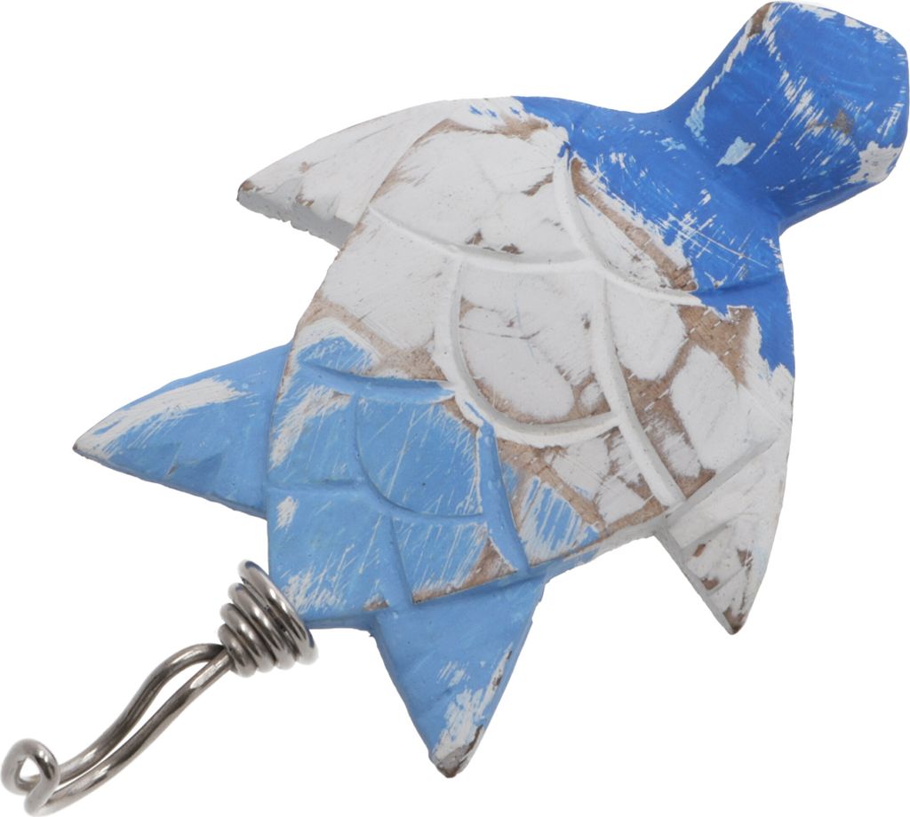 Maritimer Holz Kleiderhaken, Wandhaken - Schildkröte 1, Blau, Metall,Holz, 15*8,5*2 cm, Kleiderhaken für Kids