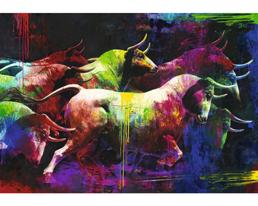 Leinwandbild Original Colourful Bull II 100x70 cm