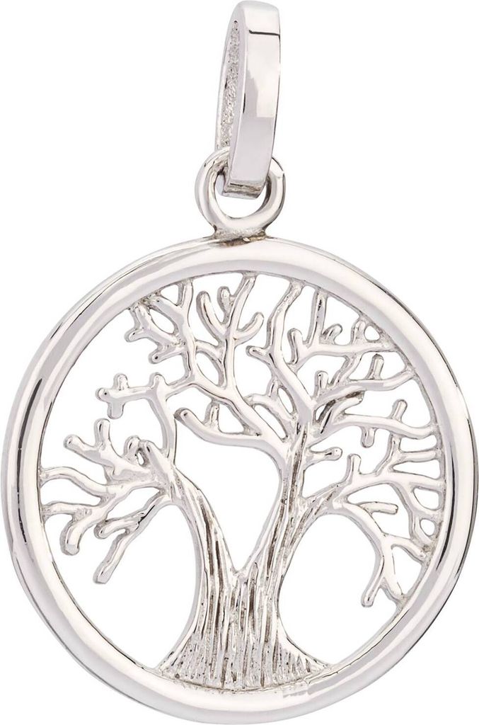Kettenanhänger Lebensbaum klein 925 Silber 15mm Baum des Lebens seitlich glanz