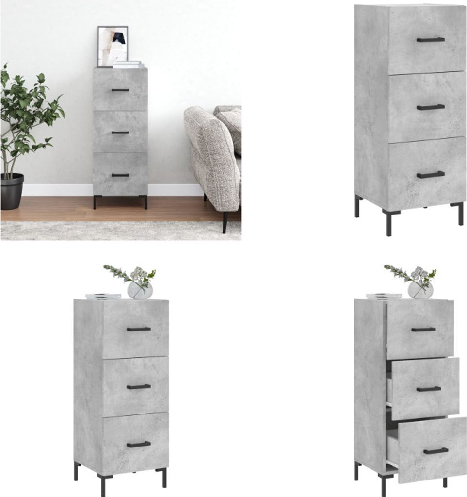 vidaXL Sideboard Betongrau 34,5x34x90 cm Holzwerkstoff - Sideboard - Sideboards - Schrank - Schränkchen