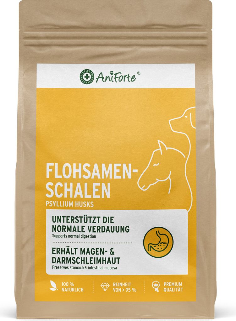 AniForte Indische Flohsamenschalen für Hunde, Katzen & Pferde 1kg - Reich an Ballaststoffen & Schleimstoffen, in Rohkost Qualität, Einzelfuttermi...