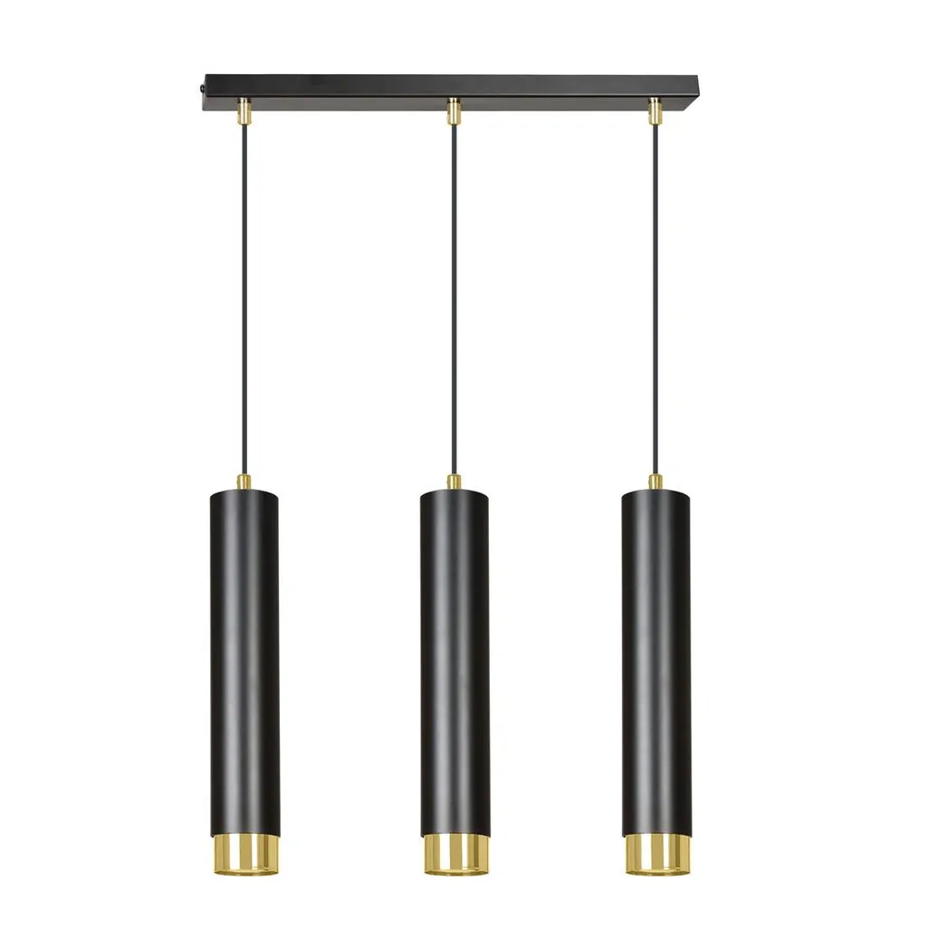 Plafonnier 3 Lumières KIBO Emibig Noir et Or - Lustre Moderne GU10