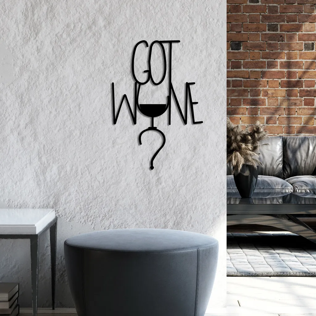 Wallity Got Wine Décoration Murale en Métal Noir 54x38 cm Design Chic