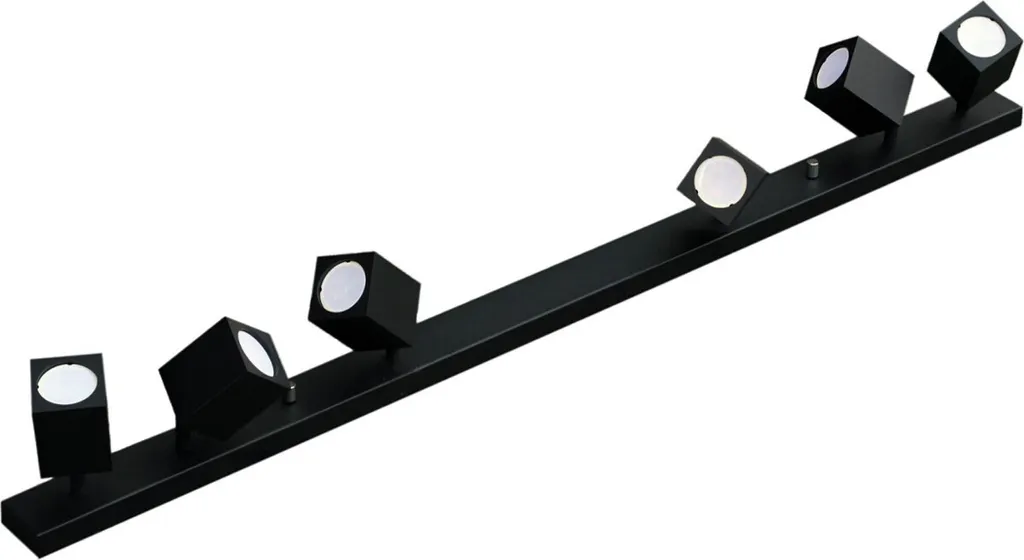 Plafonnier rampe 6 spots noirs Quantus IdeaLED métal pour salon