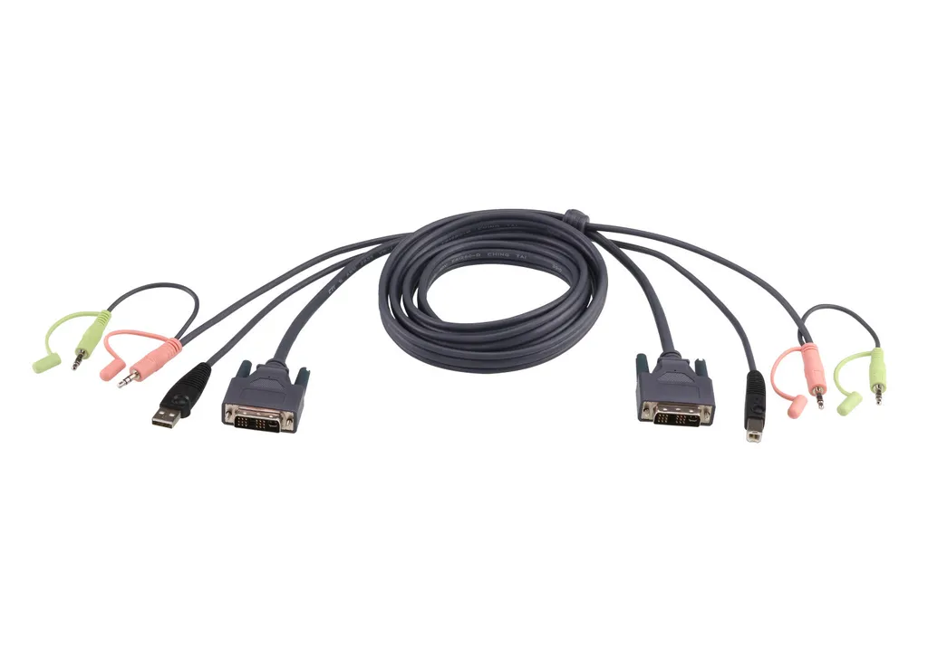 Kit Câble KVM ATEN 3m Haute Définition DVI et USB avec Support Audio - 2