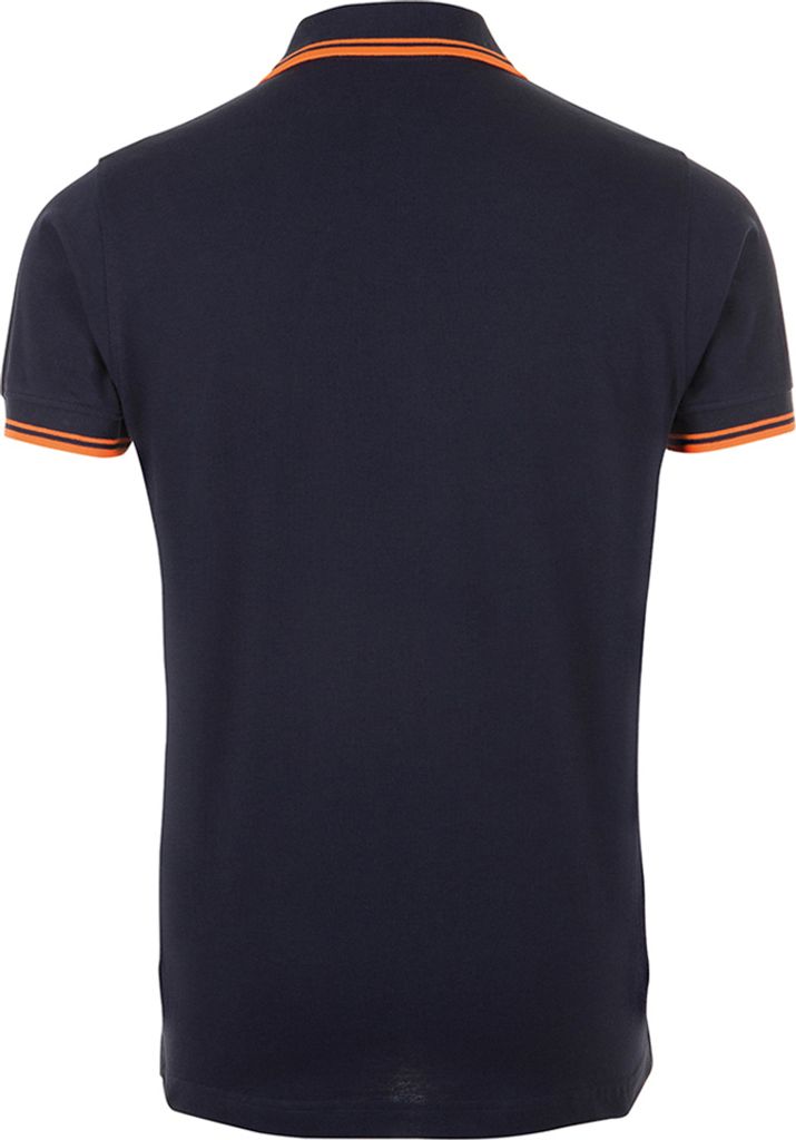 SOLS Herren Pasadena Tipped Kurzarm Pique Polo PC2431 (2XL) (Dunkles Marineblau/Neon Orange)
