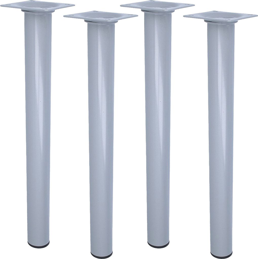 Couchfüße 4er Set Möbelfüße klassisch Silber Rund ø 30mm Möbelbeine Tischbeine Bettstützen 400mm