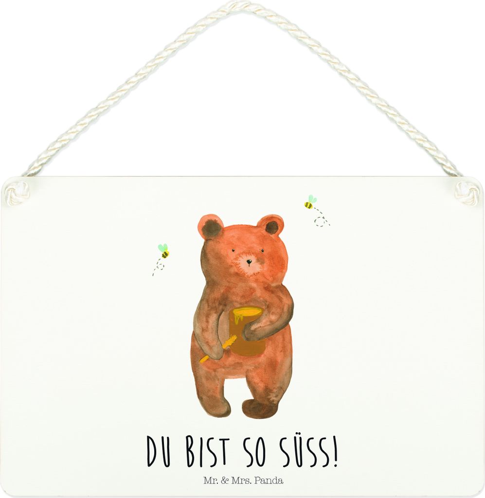 Mr. & Mrs. Panda Schild Bär Honig DIN A4 - Weiß - Geschenk, Produktbild 