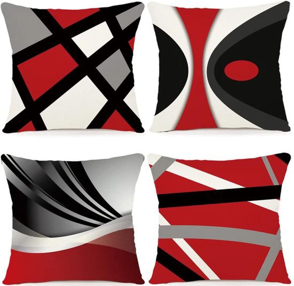 Unyqoos Set mit 4 stilvollen Kissenhüllen im geometrischen Design, 40x40 cm, für Innen und Außen