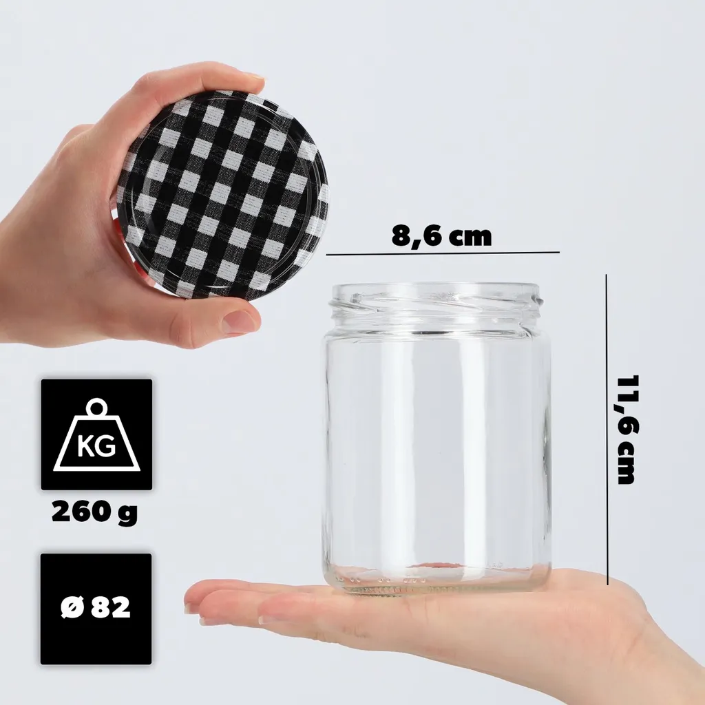 48 Barattoli Conserve KADAX 540ml Maki - Vetro con Coperchio Scacchi Nero - 2