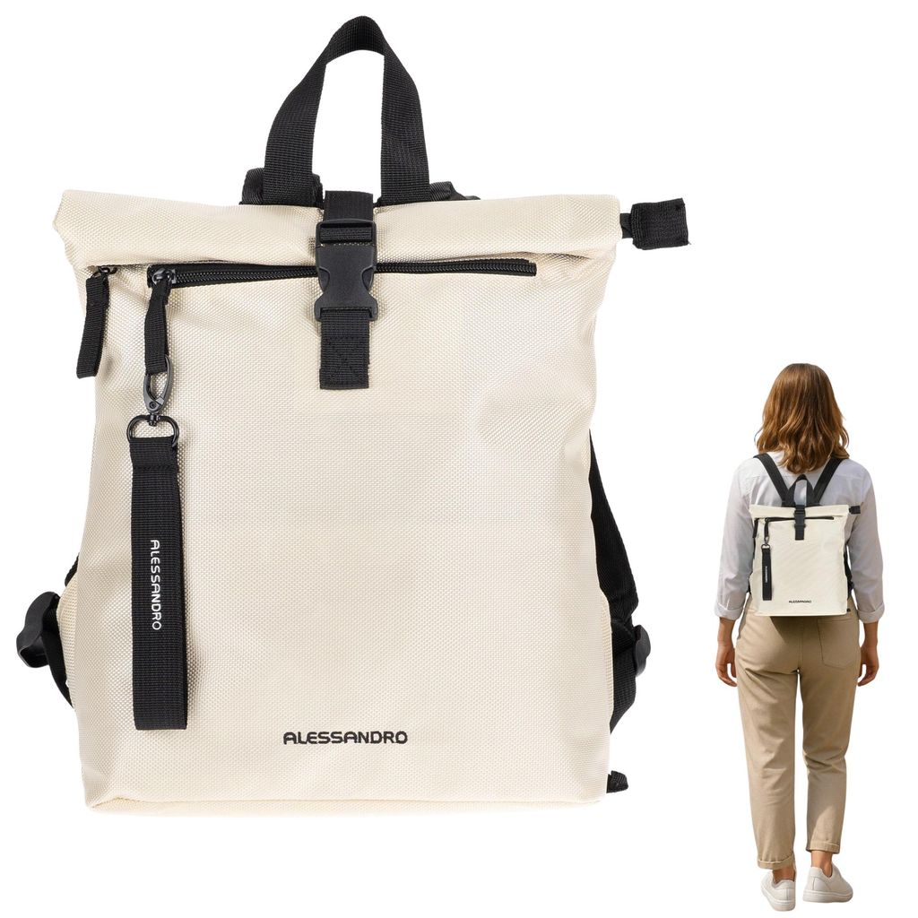 Rucksack Damen klein Alessandro small medium DIN A4 Bürotasche für Damen Freizeitrucksack mit Rückentasche Mila 4293 Backpack Champagner Beige +...