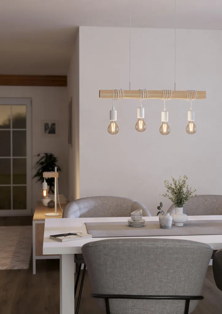 Lampadario Eglo 43704 Townshend Bianco Marrone E27 - Vintage Industrial - 2