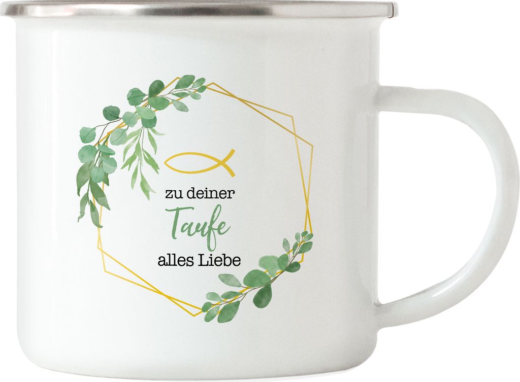 Zu deiner Taufe alles Liebe Emaille Tasse Taufgeschenk Mädchen Patenkind Kirche