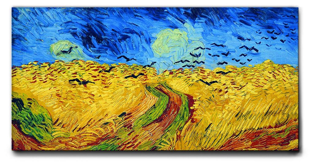 Giallobus - Weizenfeld mit Krähenflügen - Vincent Van Gogh - 100L x 50B cm - Bild - Leinwand mit Standardrahmen