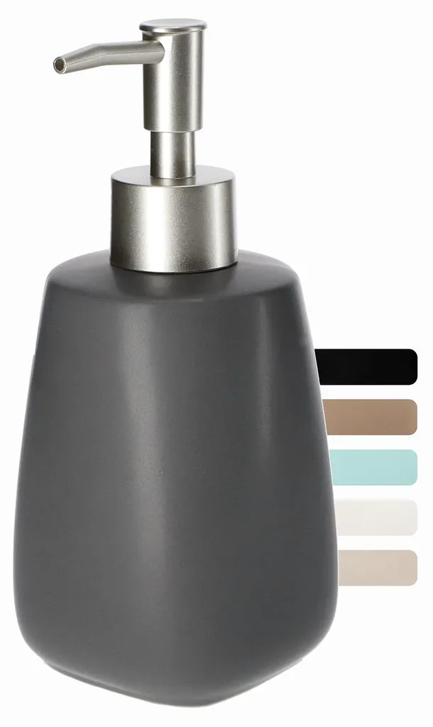 Distributeur de savon en céramique anthracite pour salle de bain chic