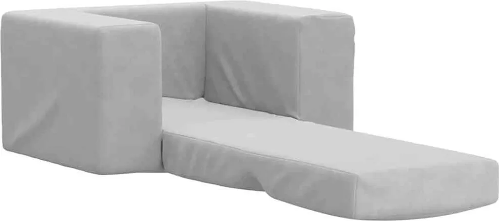 Petit canapé enfant gris clair déhoussable en peluche ultra moelleuse - 3