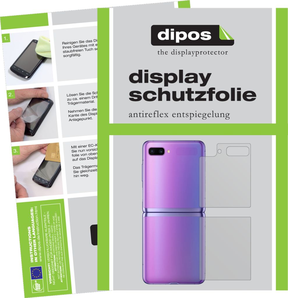 6x Schutzfolie für Samsung Galaxy Z Flip Rückseite matt Displayschutzfolie Folie Display Schutz dipos