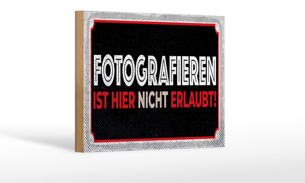 Holzschild Hinweis 12x18 cm Fotografieren ist hier nicht erlaubt Deko Schild