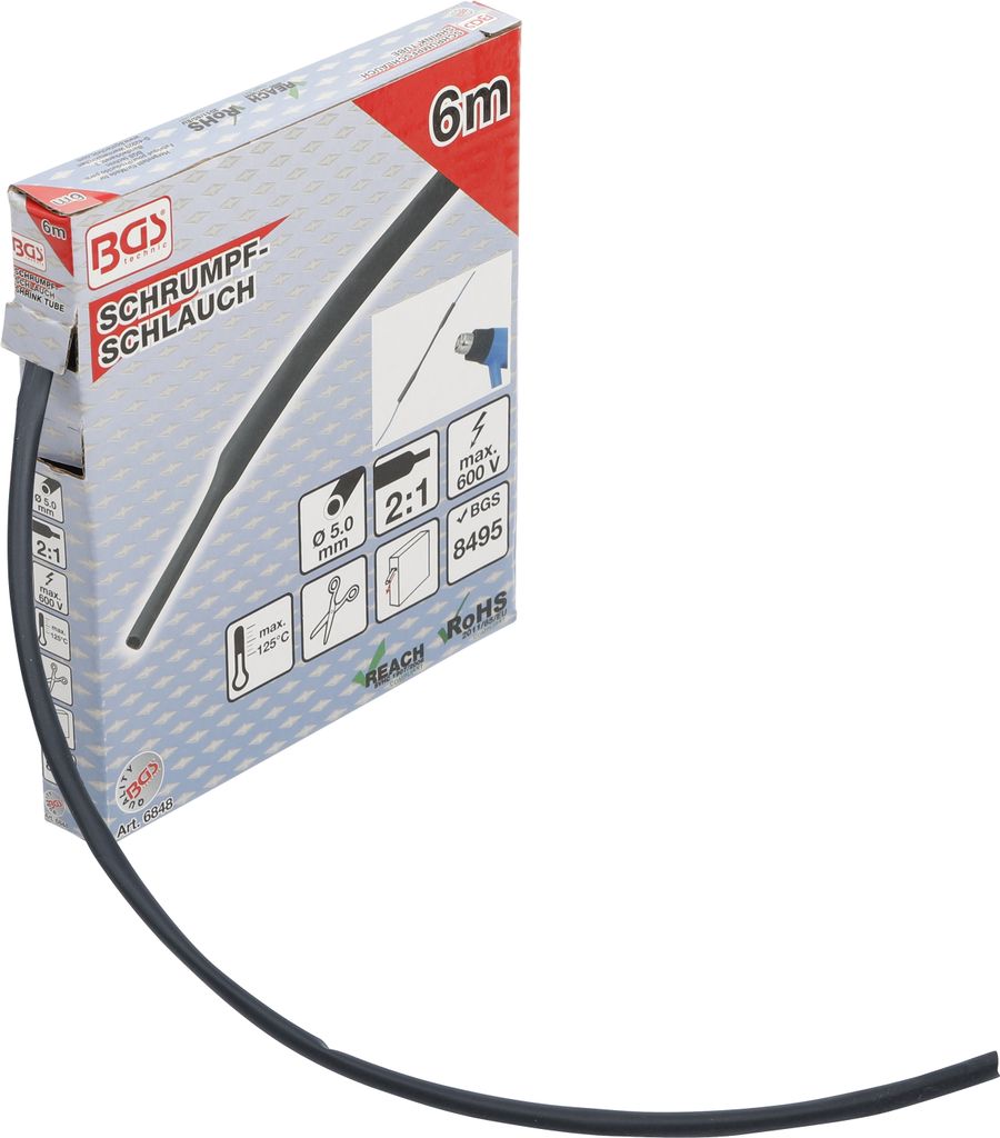 BGS 6848 Schrumpfschlauch-Box schwarz Ø 5 mm, 6 m