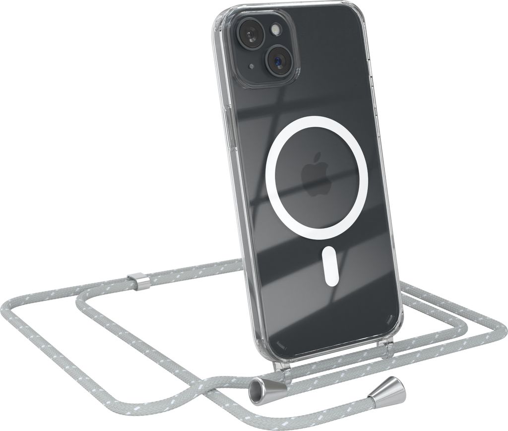 EAZY CASE - Handykette kompatibel mit Apple iPhone 15 Plus Kette zum Umhängen Stoßfest Handyhülle für Apple iPhone 15 Plus Silikon Hülle mit B...