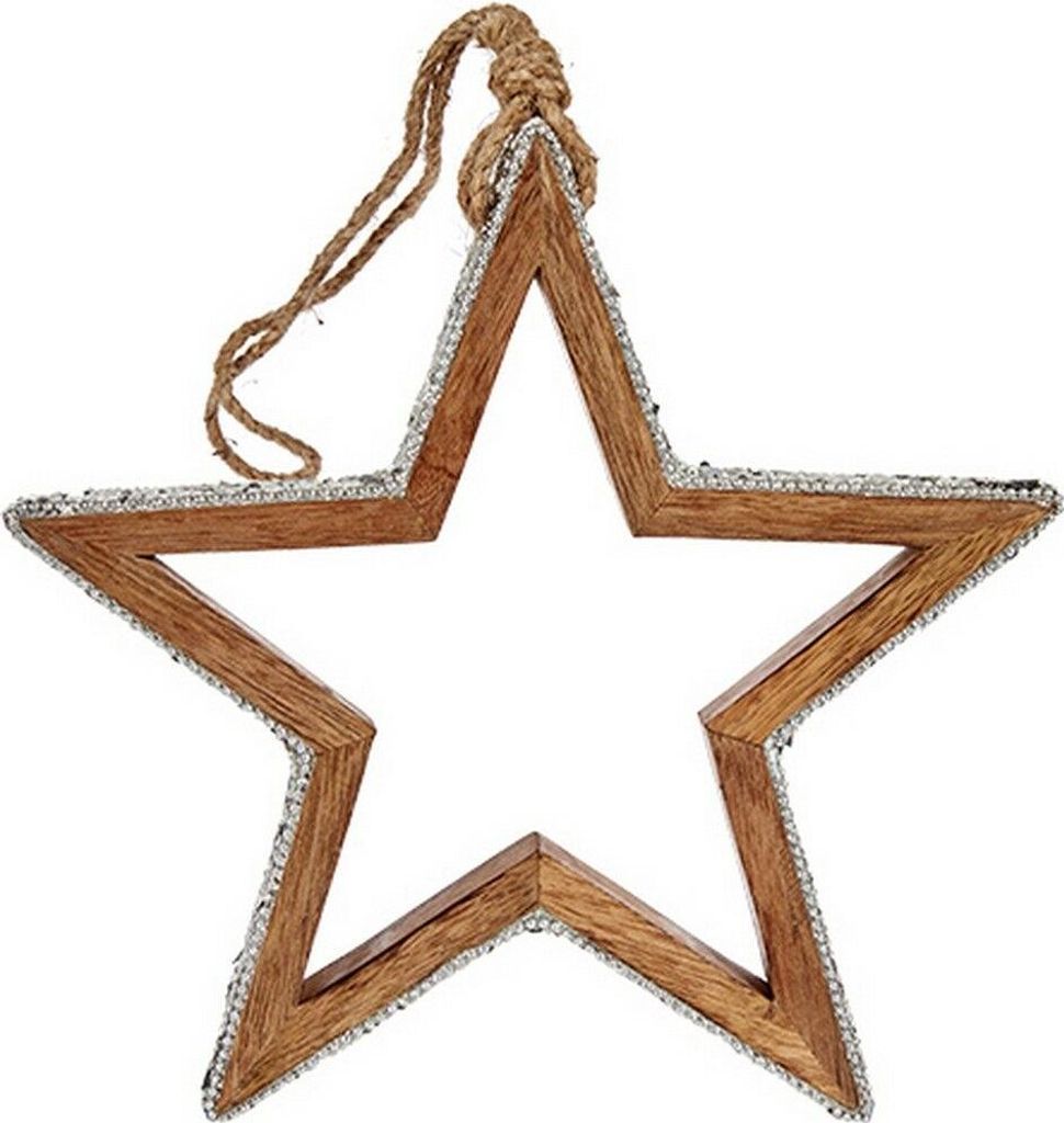 Weihnachtsschmuck Krist+ Silberfarben Holz Glitzernd Stern Silhouette 23 x 2,5 x 40 cm