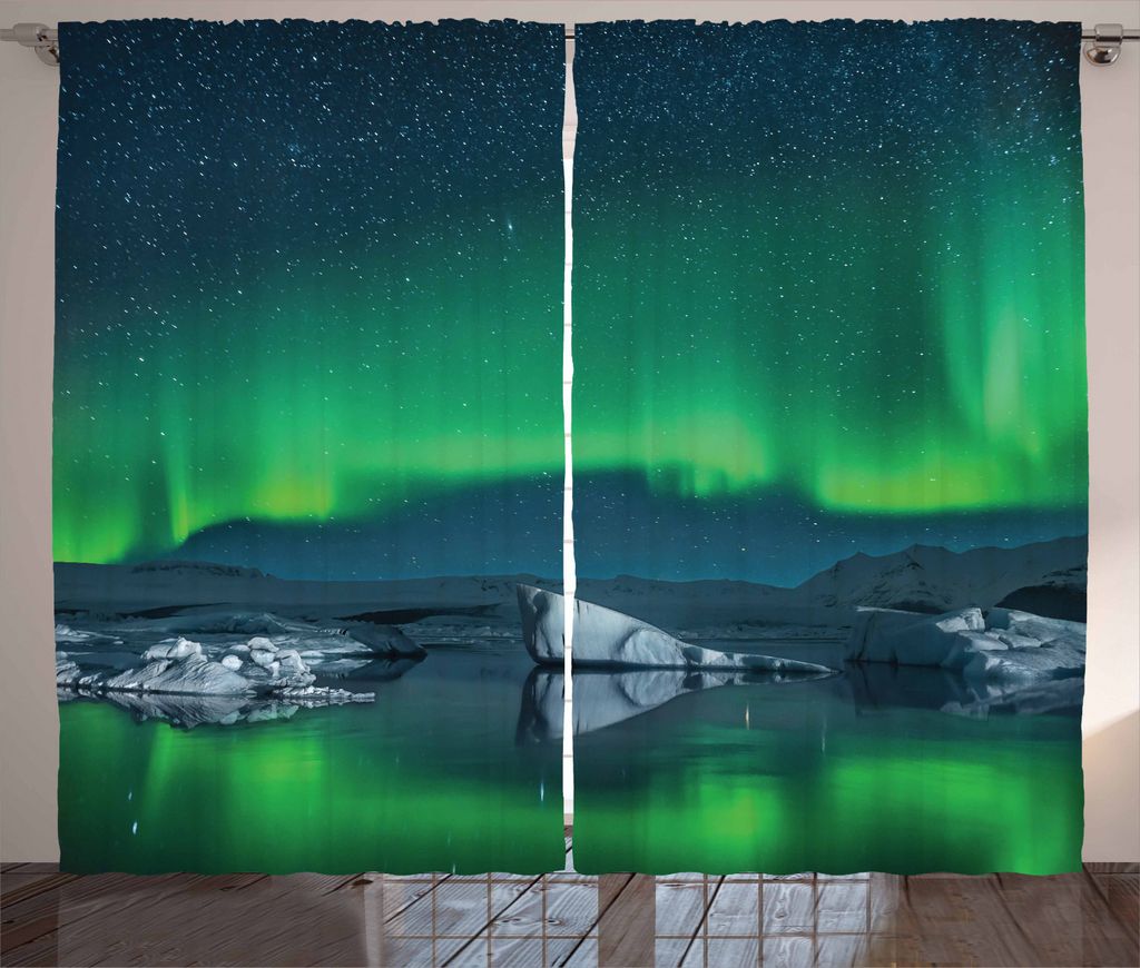 ABAKUHAUS Alaska Rustikaler Vorhang, Schneebedeckte Hügel der Arktis, Wohnzimmer Universalband Gardinen mit Schlaufen und Haken, 280 x 225 cm, Lin...