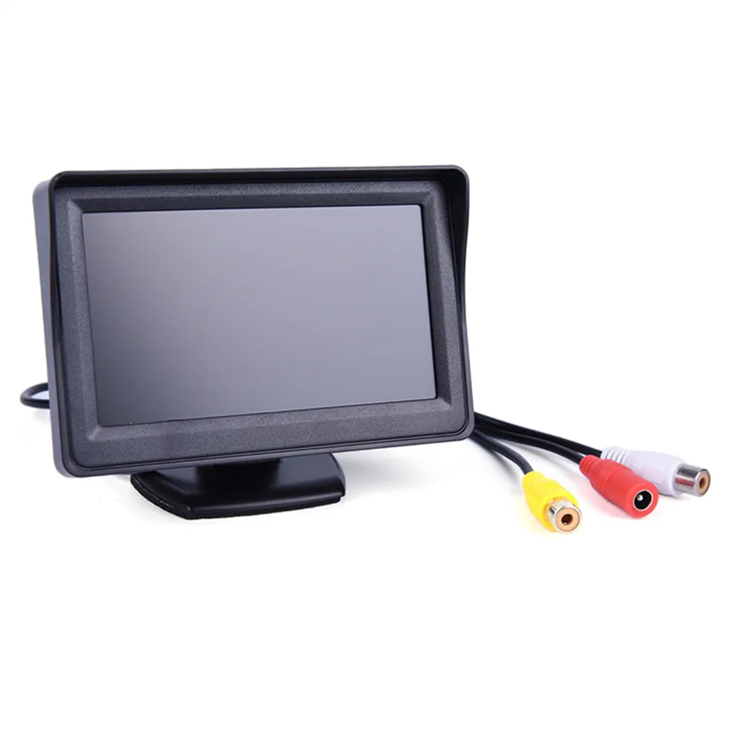 Monitor Per Auto TFT LCD 4,3 Pollici HD Con 2 Ingressi Video Per Telecamera Posteriore - Retrovisore Agganciabile