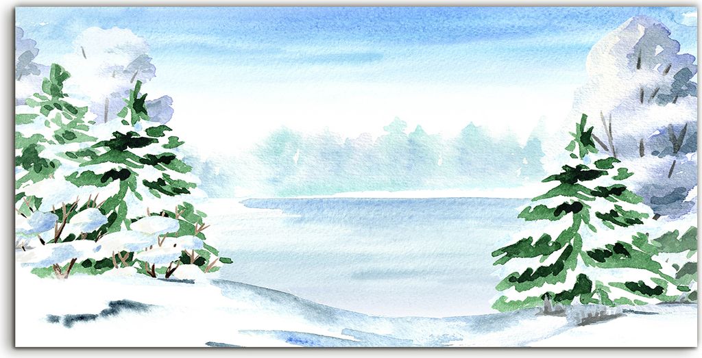 Coloray - Glasbild - 100x50 cm - Wandbild - Glasbilder - Winterlandschaft gefroren Schnee Bäume