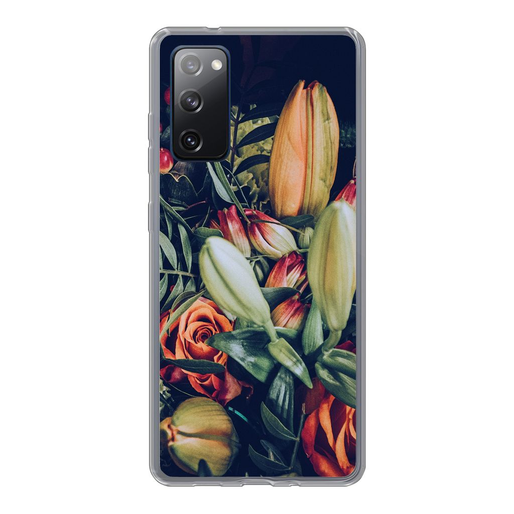 MuchoWow Handyhülle Schutzhülle Hülle für Samsung Galaxy S20 FE Blumenstrauß - Stilleben - Blumen - Pflanzen - Rot Silikon Softcase Handy H...