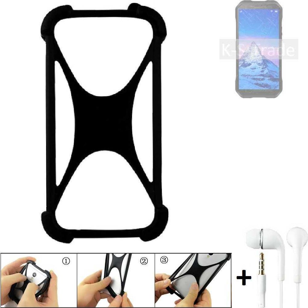 K-S-Trade Handy-Hülle + headphones kompatibel mit Doogee S61 Schutz-Hülle Bumper Silikon Cover Case Silikoncase Silikonbumper TPU Softcase
