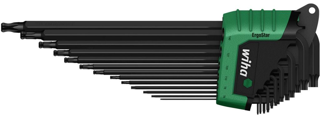TORX Stiftschlüssel-Set im ErgoStar Halter (schwarz/grün, 13-teilig)