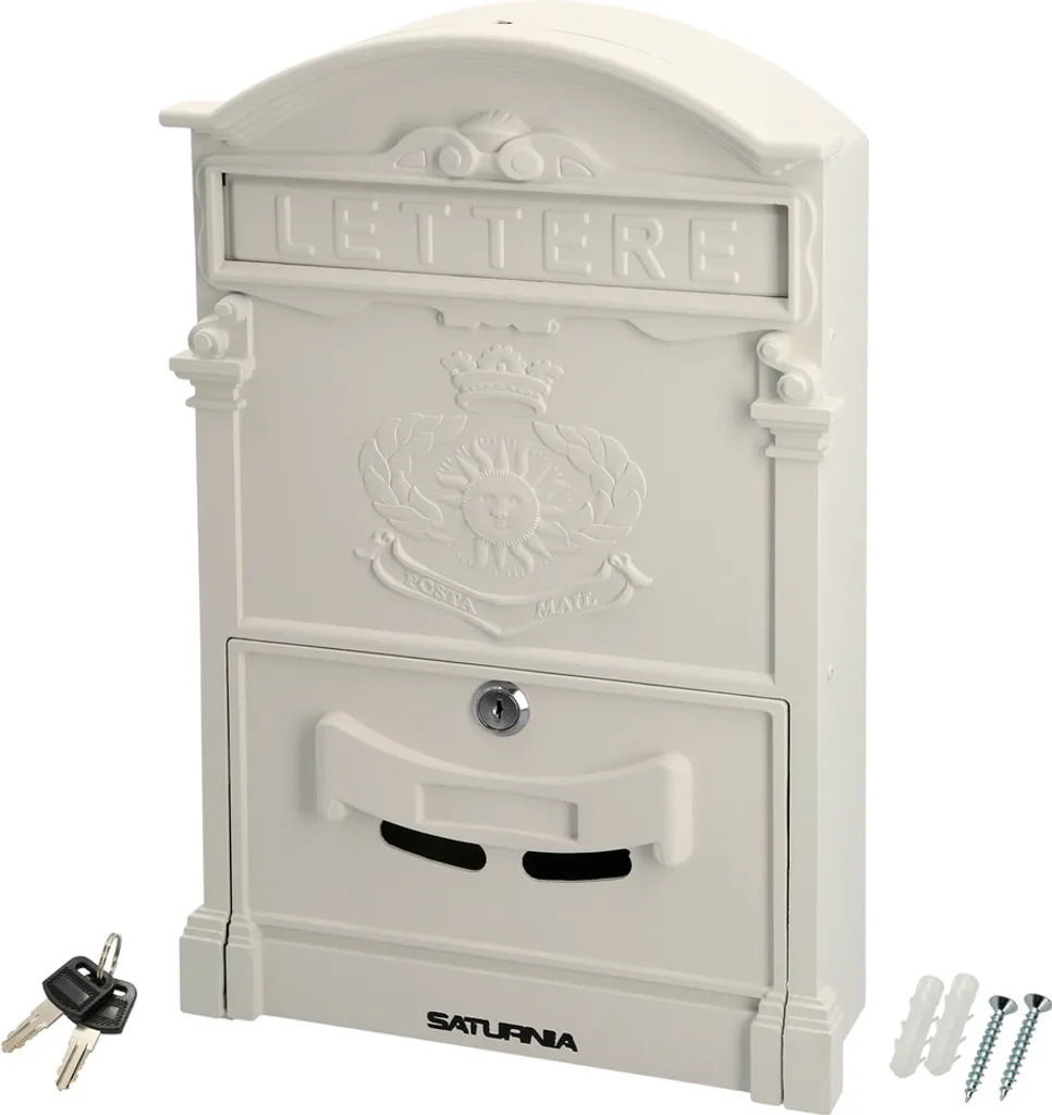 Petite boîte aux lettres Palace blanche en fonte pour façade et jardin