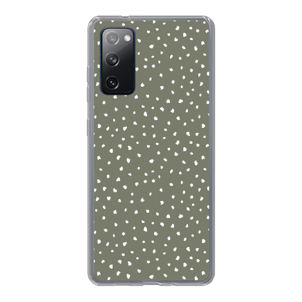MuchoWow Handyhülle Schutzhülle Hülle für Samsung Galaxy S20 FE Polka dots - Grün - Weiß Silikon Softcase Handy Hülle - Abdeckung