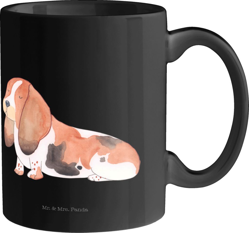 Mr. & Mrs. Panda Kaffeetasse Hund Basset Hound - Schwarz - Geschenk, Trinkbecher, Sprüche, Tasse, Dekotasse, Becher, Kinderlos, Süß, Pott