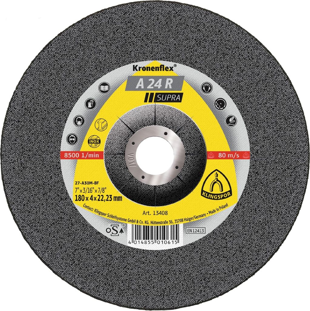 Klingspor A 24 R Schruppscheiben, 125 x 6 x 22,23 mm gekröpft 10 Stk