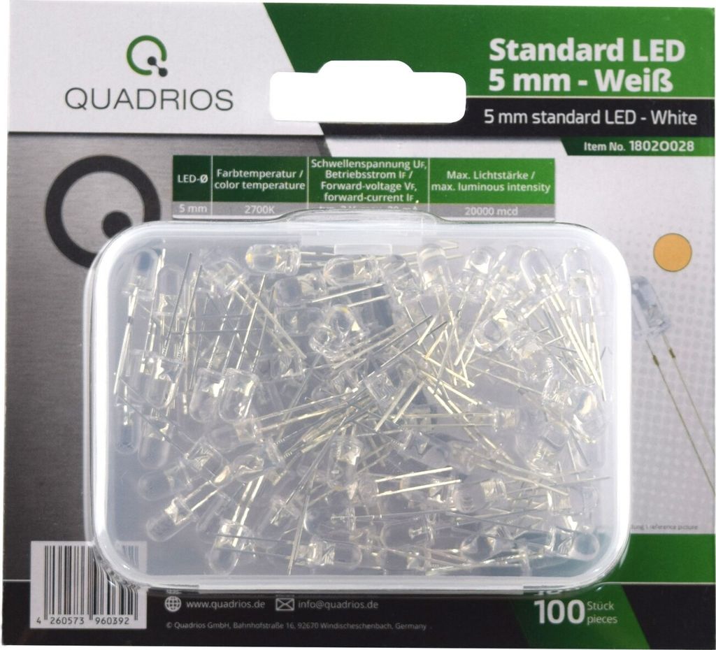 Quadrios LED-Sortiment Warmweiß 20 mA 3.0 V (1802O028)