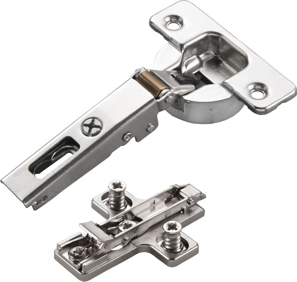 2 x Salice Topfband Serie 700 mit Dämpfer im Topf 110° Bohrbild T45 Eckanschlag inkl. Kreuz-Montageplatte Höhe 6 mm mit vormontierten Euroschrau...