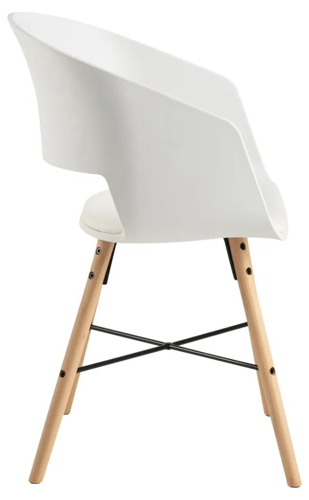 Chaise de repas Luna blanche avec accoudoirs et assise confort en simili