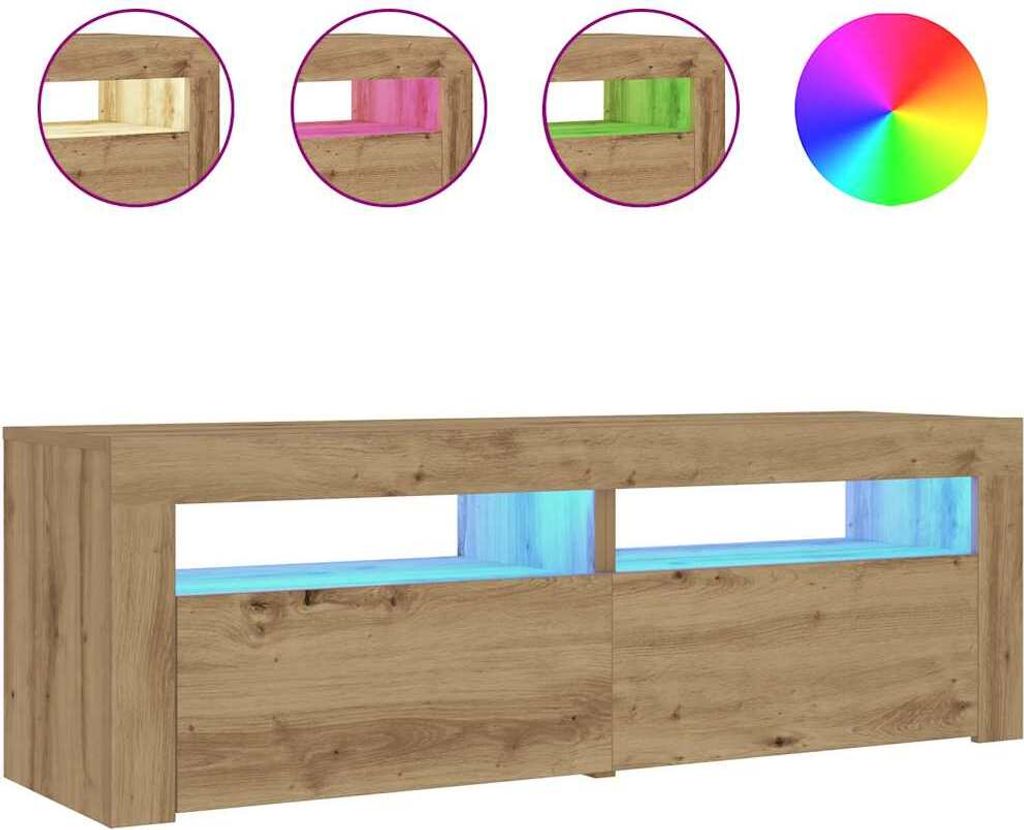 SYFAX Nachttische 2 Stk. mit LEDs Artisan-Eiche 60x35x40 cm