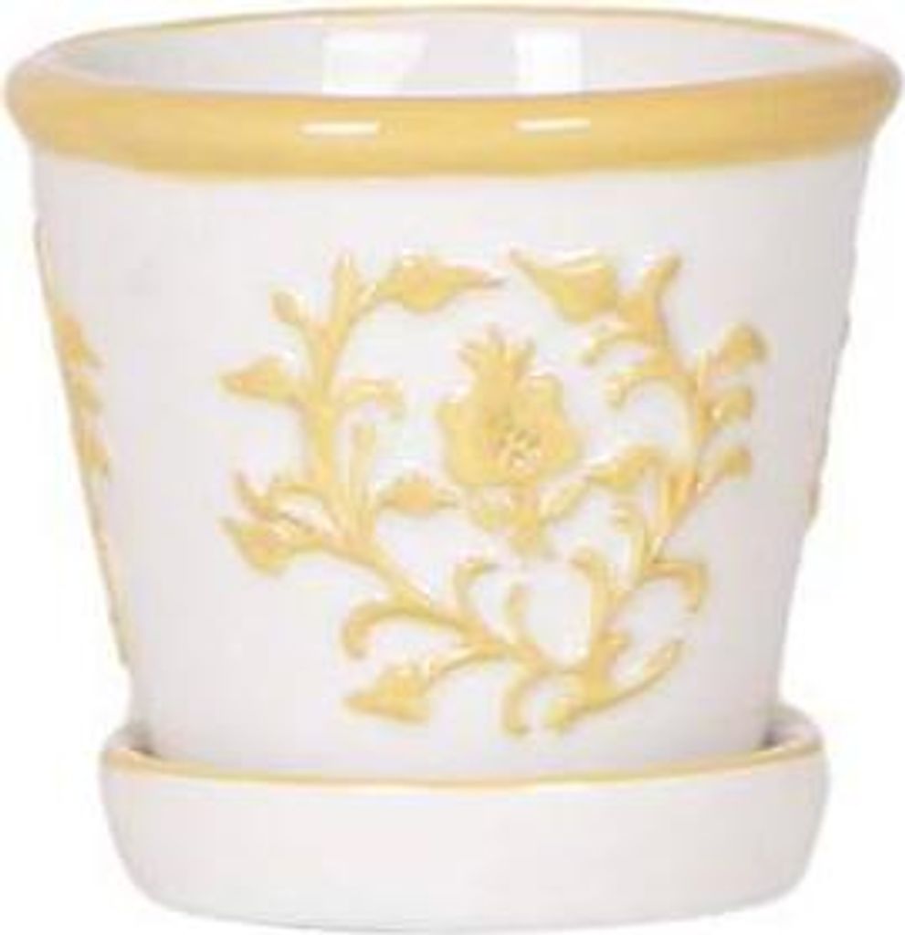 Blumentopf Malaga – Gelb – Ø6cm – Dekorativer Keramiktopf mit mediterranem Muster – Handgefertigte Optik – Ideal für Zimmerpflanzen & S...