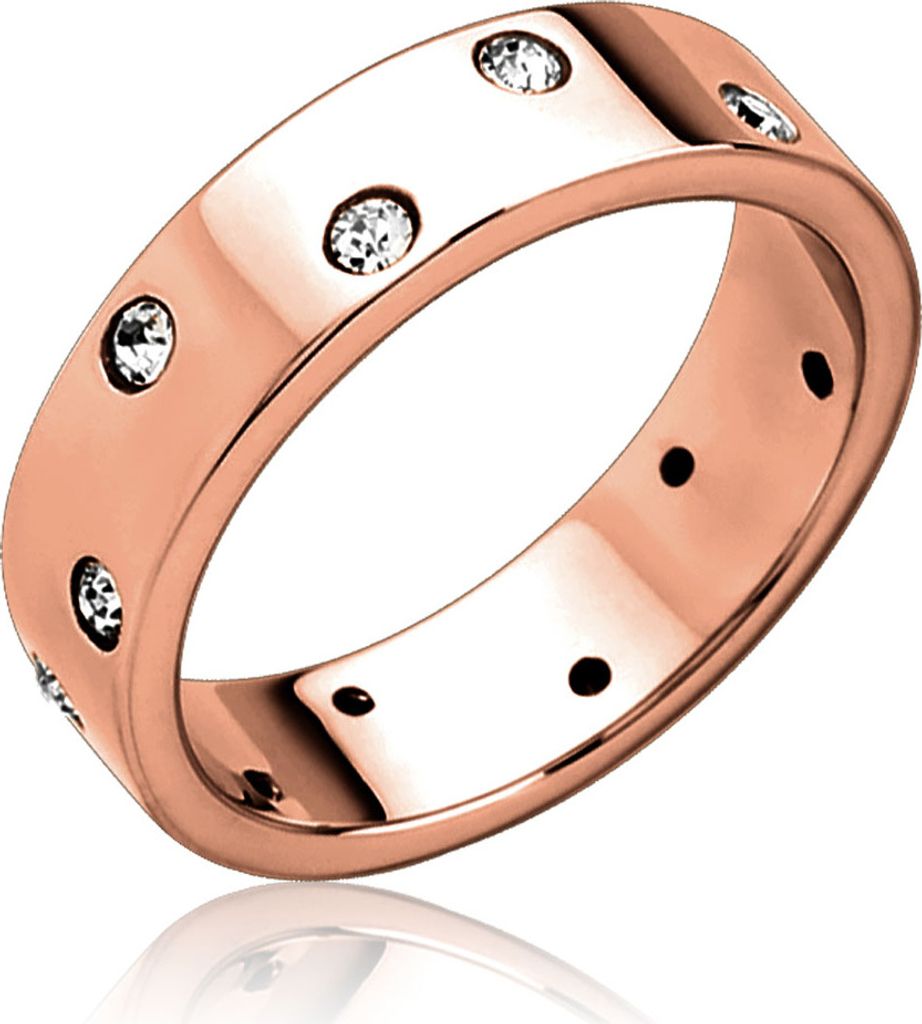 viva-adorno Gr. 53 (16,8 mm Ø) Edelstahl Damen Ring Bandring Verlobungsring mit Kristall Zirkonia Band RS63,rosegold