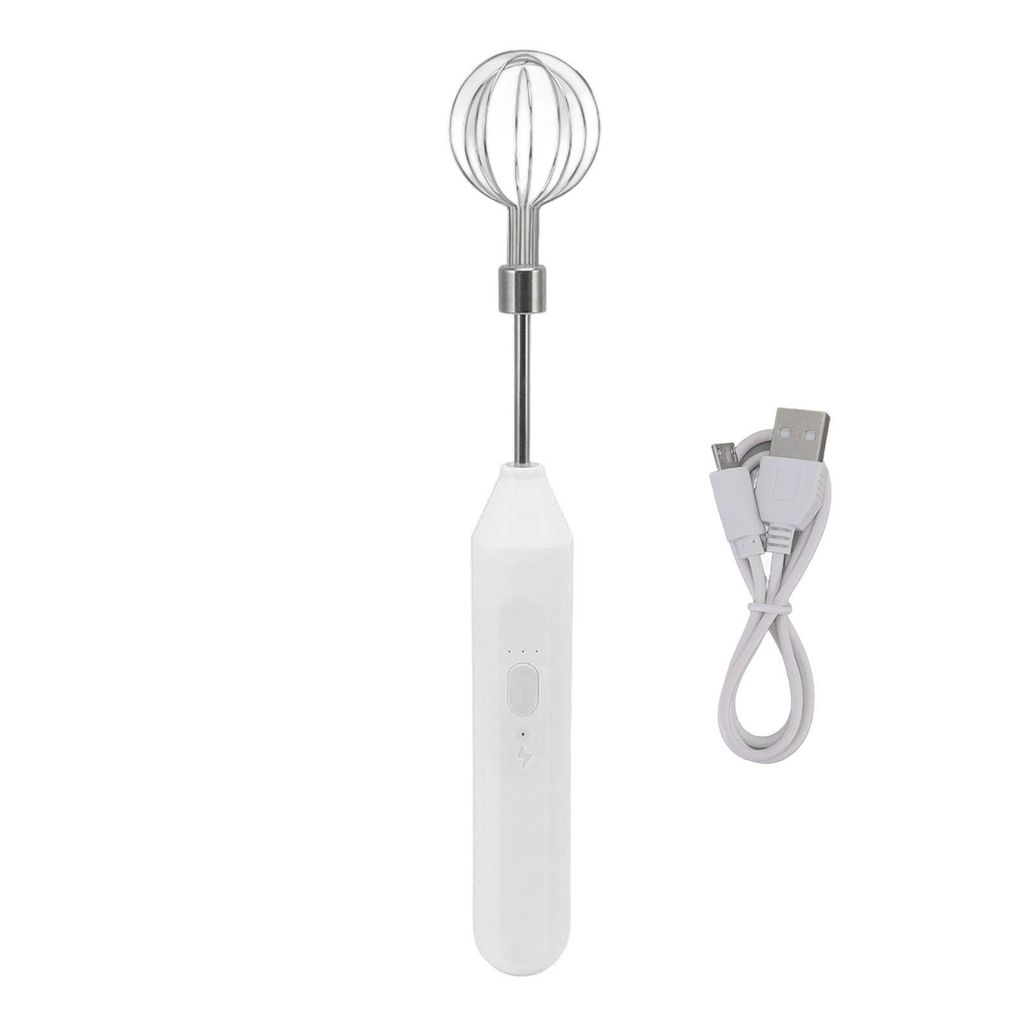 Elektrischer Handmixer mit 3 Geschwindigkeiten – Batteriebetrieben, Handlicher Milchaufschäumer, Ideal zum Backen, Weiß