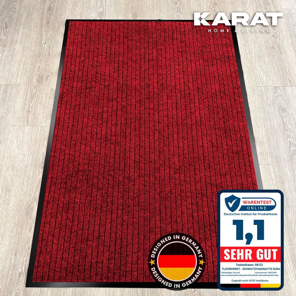 Schmutzfangmatte Dura Fußmatte mit Rutschfester Rückseite Rot 66 x 120 cm