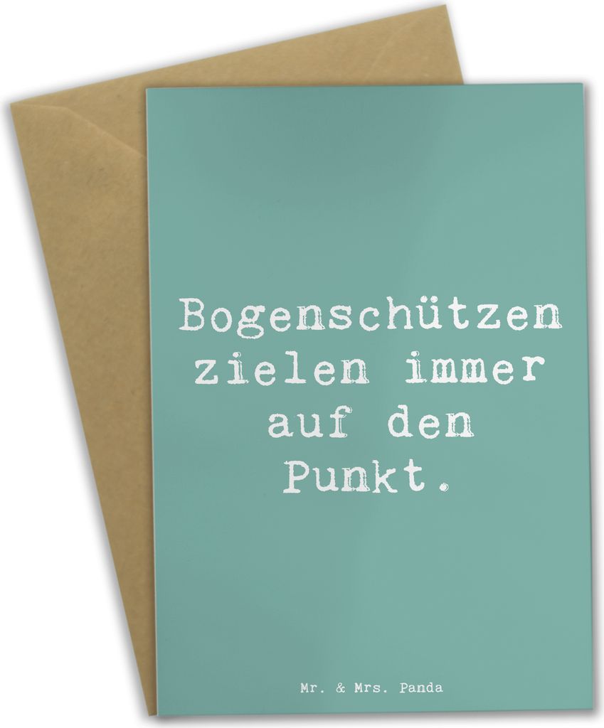Mr. & Mrs. Panda Glückwunschkarte Spruch Bogenschützen Fokussierung - Meeresbrise - Geschenk, Sportler Geschenke, glückwunschkarten, Konzentrati...