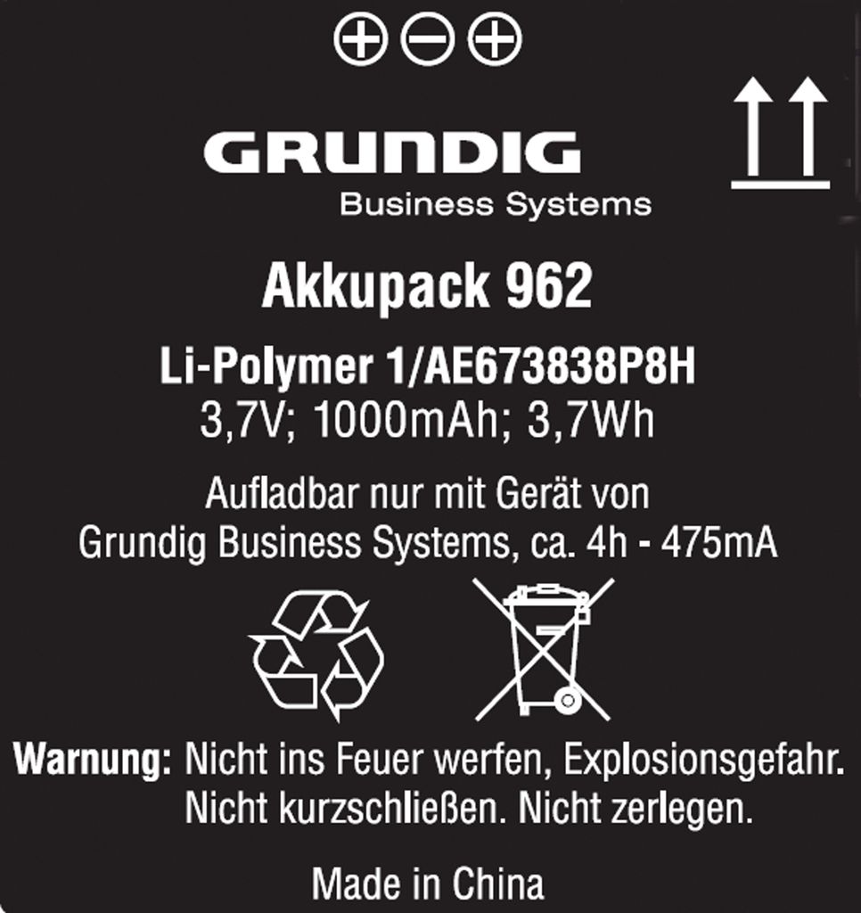 Grundig Akku 962 für Digta 7-Serie gcm9620