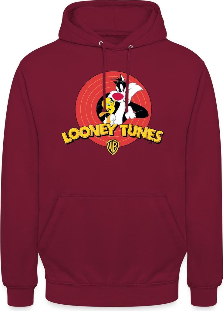 Spreadshirt Looney Tunes Sylvester Und Tweety Uni Hoodie, L, Bordeaux