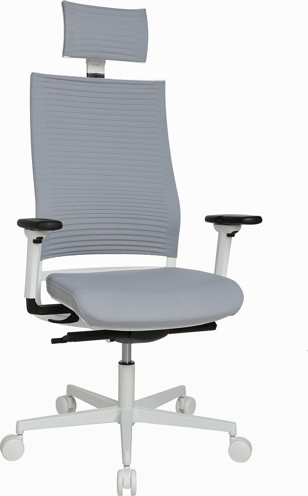 Topstar Sitness Life 80 weiss grau ergonomischer Bürostuhl mit beweglicher Sitzfläche und höhenverstellbaren Armlehnen, Bürostuhl Schreibtischs...