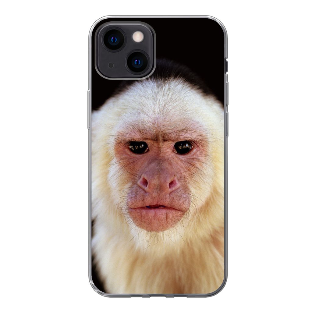 MuchoWow Handyhülle Schutzhülle Hülle für iPhone 13 mini Affe - Fell - Schwarz Silikon Softcase Handy Hülle - Softcase